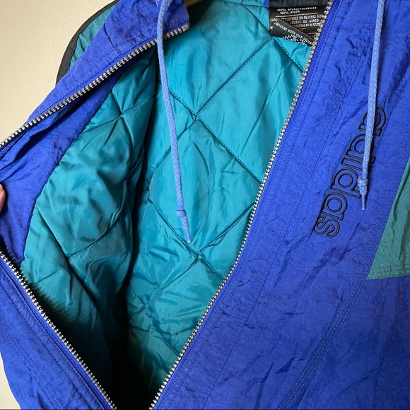 Vintage 80s Adidas Color Block Trefoil Nylon Puffer Jacket - Picture 8 of 10